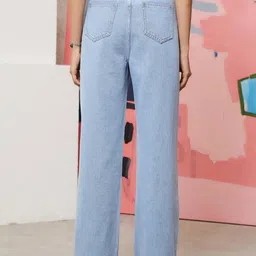 houseofcommon Women Loose Fit High Rise Light Blue Jeans image 2