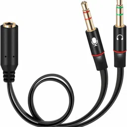 IKIS TV-out Cable Gold Plated 2 Male to 1 Female 3.5mm Headphone Earphone Mic Audio Y Splitter Cable- 20cm -Black-picture-23