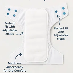 aerex Reusable Daiper for Baby Cotton 5 Diapers & 5 White Insert Pads For 0 to 3 Year image 4