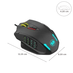 REDRAGON Impact Wired Optical Gaming Mouse (12400 DPI, High-End Design, Black) image 3