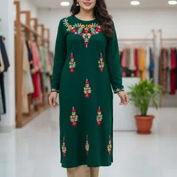ufm Women Embroidered Wool Straight Kurta-picture-33