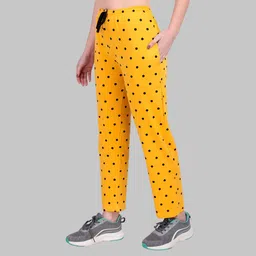 jeckward Women Polka Print Yellow Track Pants-picture-29