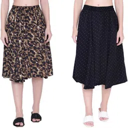 manat diva Women Printed A-line Multicolor Skirt-picture-12