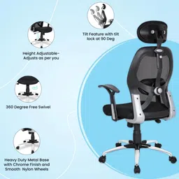 mg traders MG FEATHERLITE FULLY ADJUSTABLE ARM REST CHAIR SUPPORT WITH NECK REST NA, Acrylic Office Adjustable Arm Chair image 2