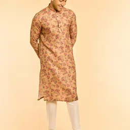 diwas by manyavar Men Printed Cotton Blend Straight Kurta image 4