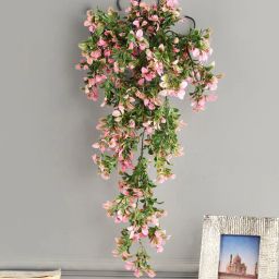 Plastic Foliyaj Green Leaves Vine With Metal Wall Stand Artificial Plant-picture-2