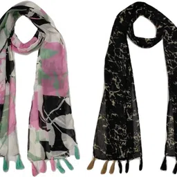 Printed Chiffon Women Multicolor Scarf, Stole, Fancy Scarf-image-88
