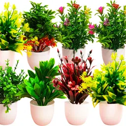 dekorly Artificial Plants for Home Office Decor, BedroomLiving Room, Tabletop Desk Décor Multicolor Eucalyptus Artificial Flower with Pot-picture-11