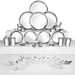 shri & sam Pack of 42 Stainless Steel Delight High Grade, 42 Pieces Dinner Set-picture-13