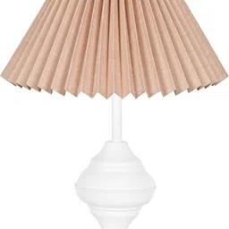 glowhere Farmhouse Matte Table Lamp, Pleated Beige Shade for Bedroom & Living Room Table Lamp image 2