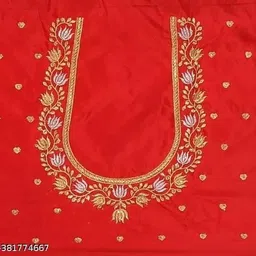 vraj fashion Unstitched Cotton Silk Blouse Material Embroidered image 2