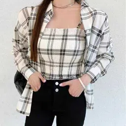 rida riyaz Women Regular Fit Checkered Casual Shirt image 1