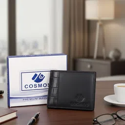 cosmos premium Men Casual Black Genuine Leather Wallet image 4
