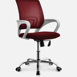 furniturstation Mesh Breathable Mesh Ergonomic Chair in Red & White Colour image 4