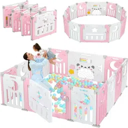 metreno 18 panel Playpen for Kids Baby Foldable Play Yard with babies Safety Fence Lock-picture-19