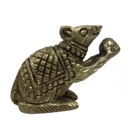 Ganesh Rat / Mushak Idol Murti Statue for Home Pooja Puja Room Mandir Decor Collectible Handicraft Art - Yellow, (2 x 0.5 x 1.5 inches) Decorative Showpiece - 3.81 cm-image-47