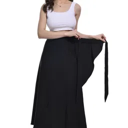 body figure Women Solid Wrap Around Black Skirt image 4