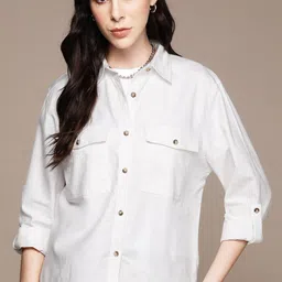 roadster Women Oversized Fit Solid Casual Shirt image 5