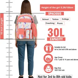 baby girl Teddy Printed School Bag | Korean School Bags For Girls | Waterproof Color Peach Waterproof Multipurpose Bag image 5