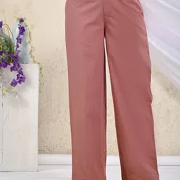 sathray Women Regular Fit Red Pure Cotton Trousers-picture-20