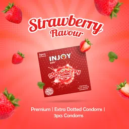injoy Premium Extra Dotted Condoms, Strawberry Flavored condoms - Pack of 10 Condom image 2