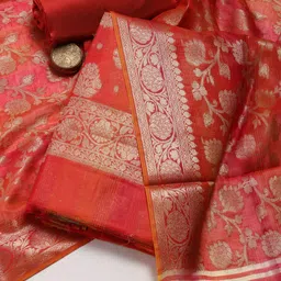 meena bazaar Unstitched Chanderi Salwar Suit Material Self Design-picture-11