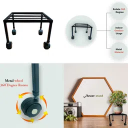 meena enterprises Pack of4-Square Plant stand with wheel Dispensing WaterPot,Plant stand,pot Stand Plant Container Set image 5