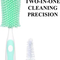 kuber industries Silicone Cleaning Bottle Brush with Detachable Baby Brush|Pack of 2|Green image 2