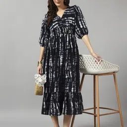 krunal raiyani Women Fit and Flare Black Midi/Calf Length Dress-picture-14