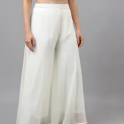 alyana creation Women Relaxed White Georgette Trousers image 3