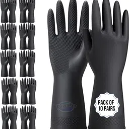 f8wares Heavy-duty Reusable Dishwashing Industrial Gardening Cleaning Rubber Hand Gloves Wet and Dry Glove Set-picture-12