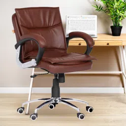 Miller Brown Revolving | Mid Back | Ergonomic | Home & Office | Leatherette Office Executive Chair-image-45