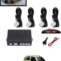 maties 4Pcs White Reverse Parking Sound Warning sensor for car Protection-303 Car Reverse Parking White 4 Sensor With LED Display/Buzzer -303 Parking Sensor-picture-13