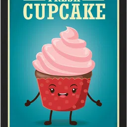 noworries Home Decor Frames | Cupcake Modern Food Art Wall Framed Paintings for Cafe Digital Reprint 13 inch x 10 inch Painting image 1