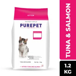 purepet Kitten Tuna and Salmon 1.2 kg Dry Young Cat Food image 2