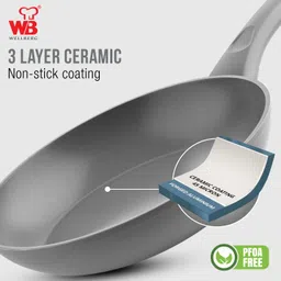 wb wellberg Biocera Forged Aluminium Frypan with Ceramic Non-stick Healthy Coating, Fry Pan 24 cm diameter 2 L capacity image 3
