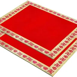 earth joy ( Size: 10x30 Inch ) Long Size Velvet Red Pooja Aasan Chowki Altar Cloth-picture-11