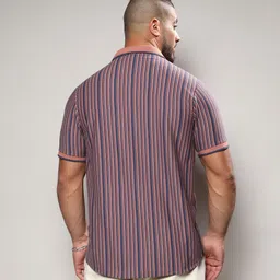 instafab plus Men Regular Fit Striped Spread Collar Casual Shirt image 2