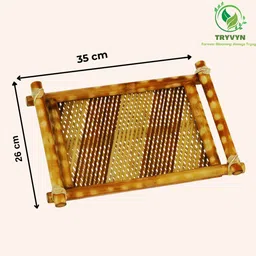 tryvyn Handcrafted Bamboo Serving Tray – Eco-Friendly Tea & Snack Tray Tray Serving Set image 3