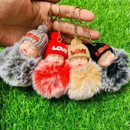 waaome ( Doll Keychain 4 PCS ) Cute Sleeping N Smiley Baby Doll Keychains (A35)-picture-23