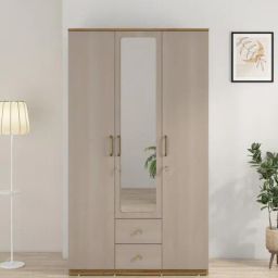 casacraft from pepperfry Arsenio 3 Door Wardrobe With Drawer & Locker In Natural Teak Finish-picture-29