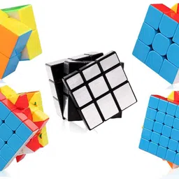 authfort Speed Cube Bundle 2x2 3x3 4x4 5x5 & Stickered Silver Speed Cube Set Pack Brain Teaser Puzzle Toy Set of 5 cube combo-picture-12