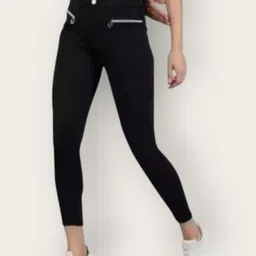 empracee Women Comfort Fit Black Cotton Blend Trousers image 1