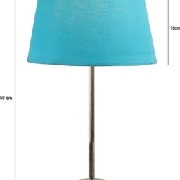 homesake Gray Chrome 13" Basic Table Lamp with Fabric Shade, Bedside Light, Turquoise Table Lamp image 3