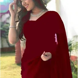 saretra mall Solid/Plain Daily Wear Georgette Saree-picture-12