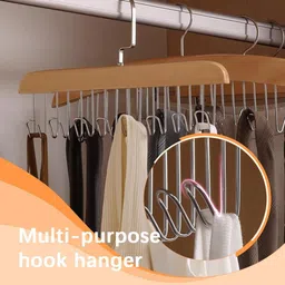 heermex Wooden Closet Hanger with 8 Adjustable Hooks – U-Shaped Space-Saving Organizer Wooden Shirt Hanger For Shirt image 1