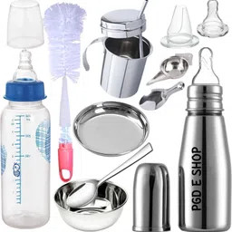 pappa Baby Gift Set Royal Feeding Bottle - Feeder, Bowl, Spoons, Straw Glass, Brushes - 550 ml-picture-21