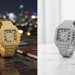 timofy Diamond Luxe Series Analog Watch - For Men Flip-SQ-Dial-Gold-Silver_ZS025-picture-28