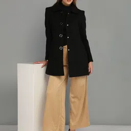 honnete 100 % Polyester Solid Coat For Women-picture-29