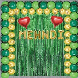 maanaas Mehndi Ceremony Decoration Kit, Mehndi Foil, 2 Curtain, 2 Hart,45 Balloon-picture-21